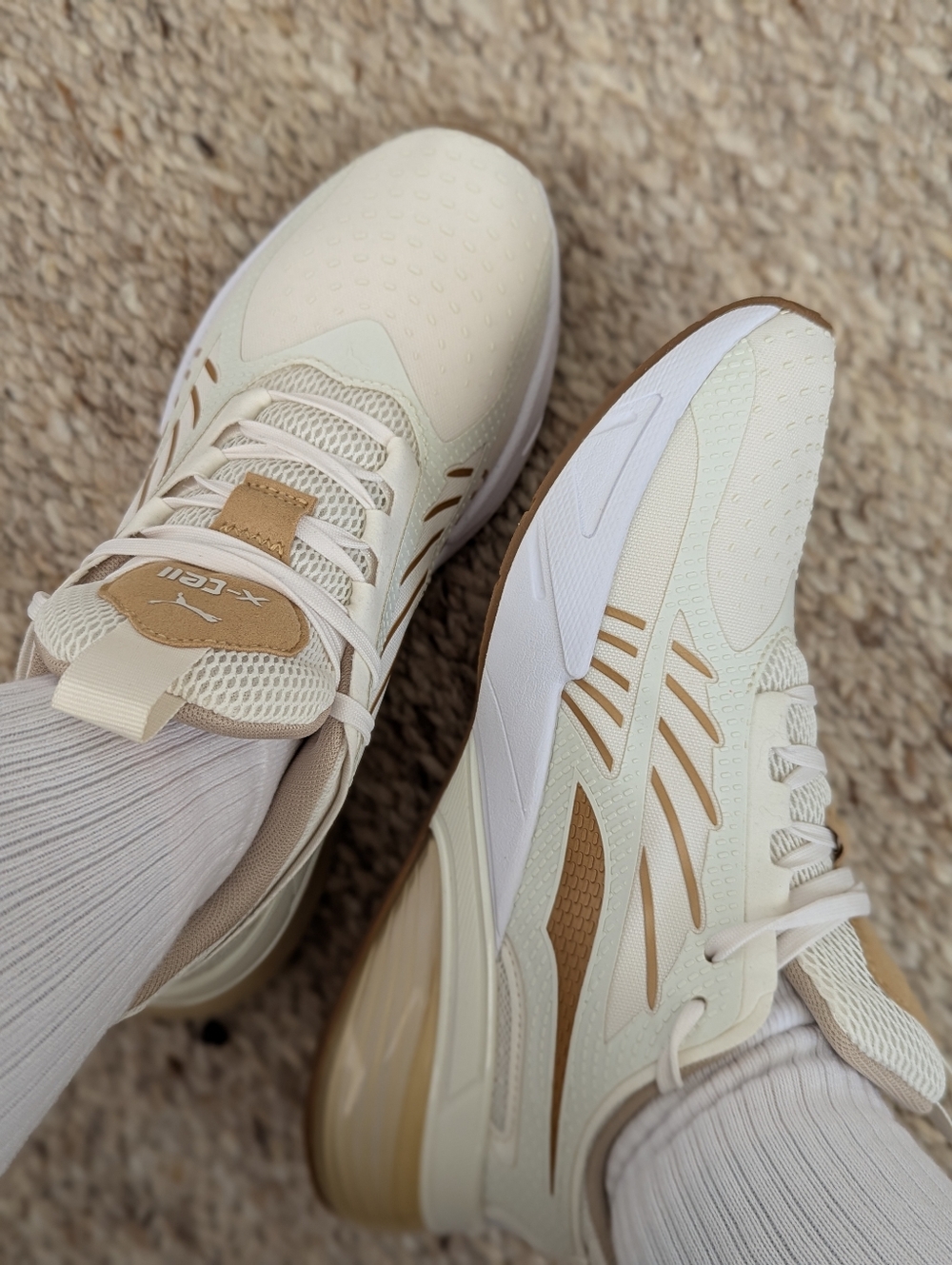 Puma X-Cell Women's Cream and Tan Sneakers - Size 8.5 (Women)